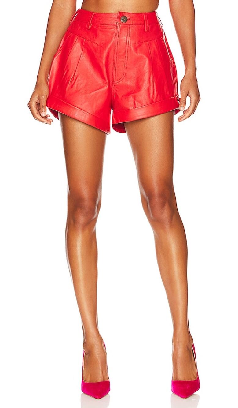 One Teaspoon Leather Red Streetwalkers Shorts Size XS